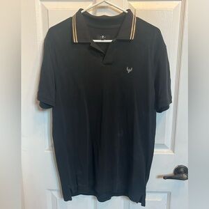 7 For All Mankind Black Polo with Gold Trim